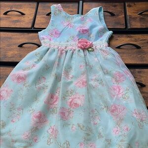 Jayne Copeland Blue and Pink Floral Kids Dress